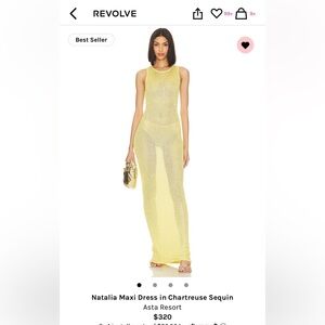 Asta Resort. Natalia yellow sequin maxi dress